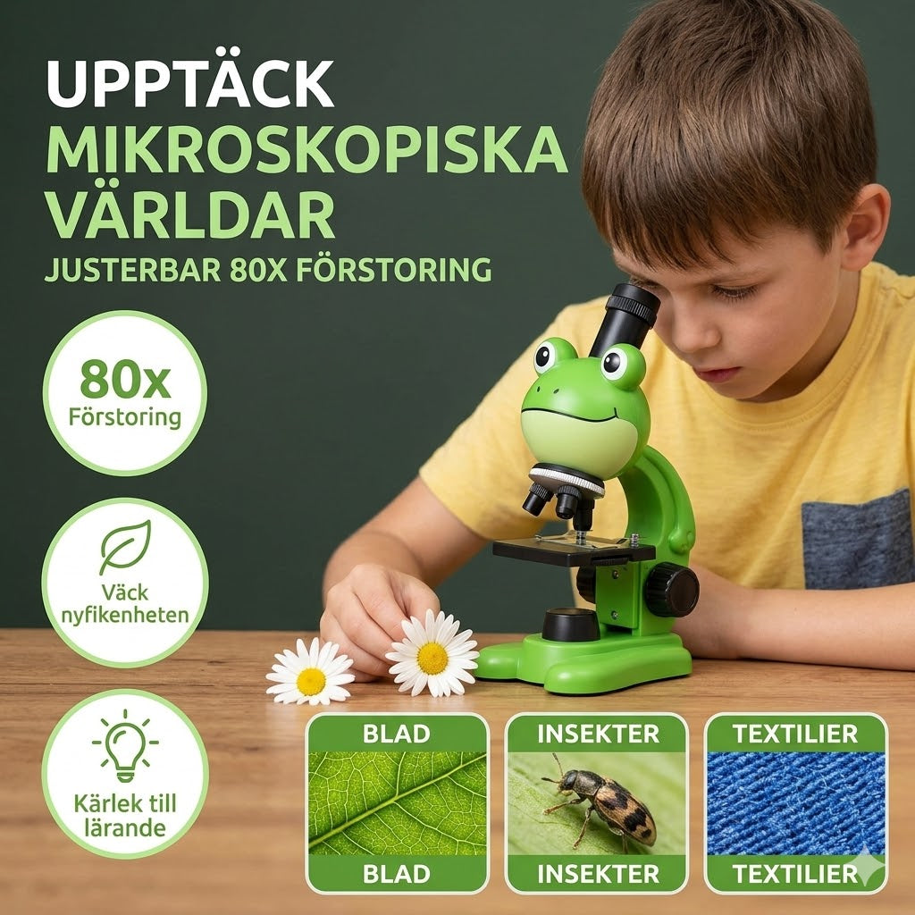 Bärbart pedagogiskt mikroskop med mobilhållare för barn