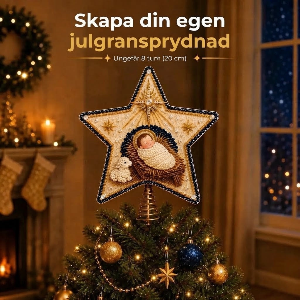 Religiöst DIY-kit för julgranstopp med pärlor och diamanter