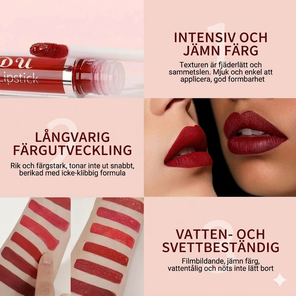 10-pack matt, vattenfast och långvarigt läppglans