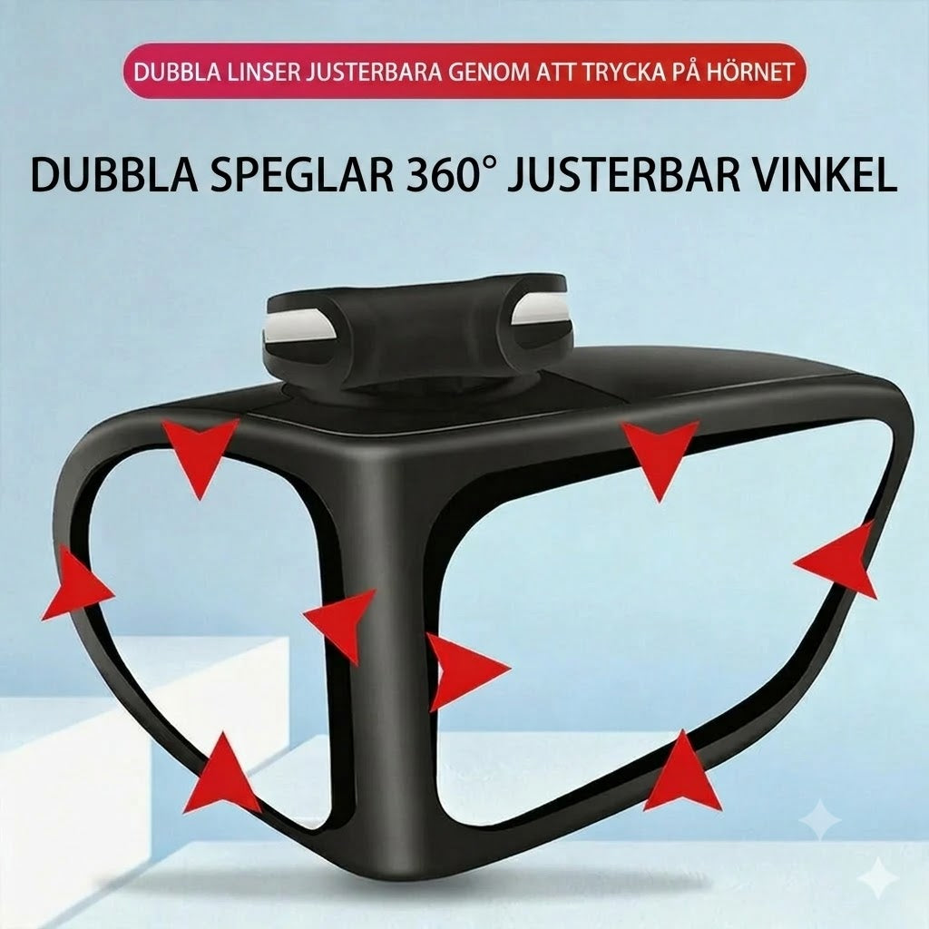 Sidospegel med dubbla linser och 360° justerbar dödavinkel-vy