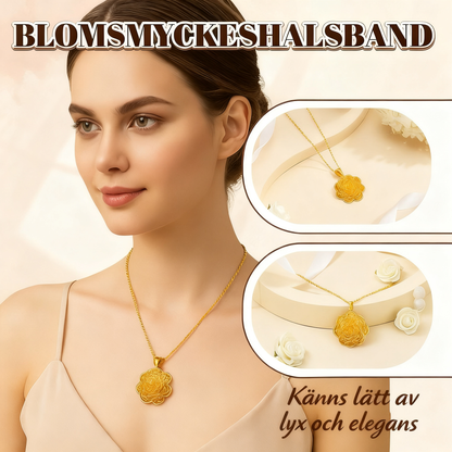 Elegant halsband med guldfärgad blomhänge
