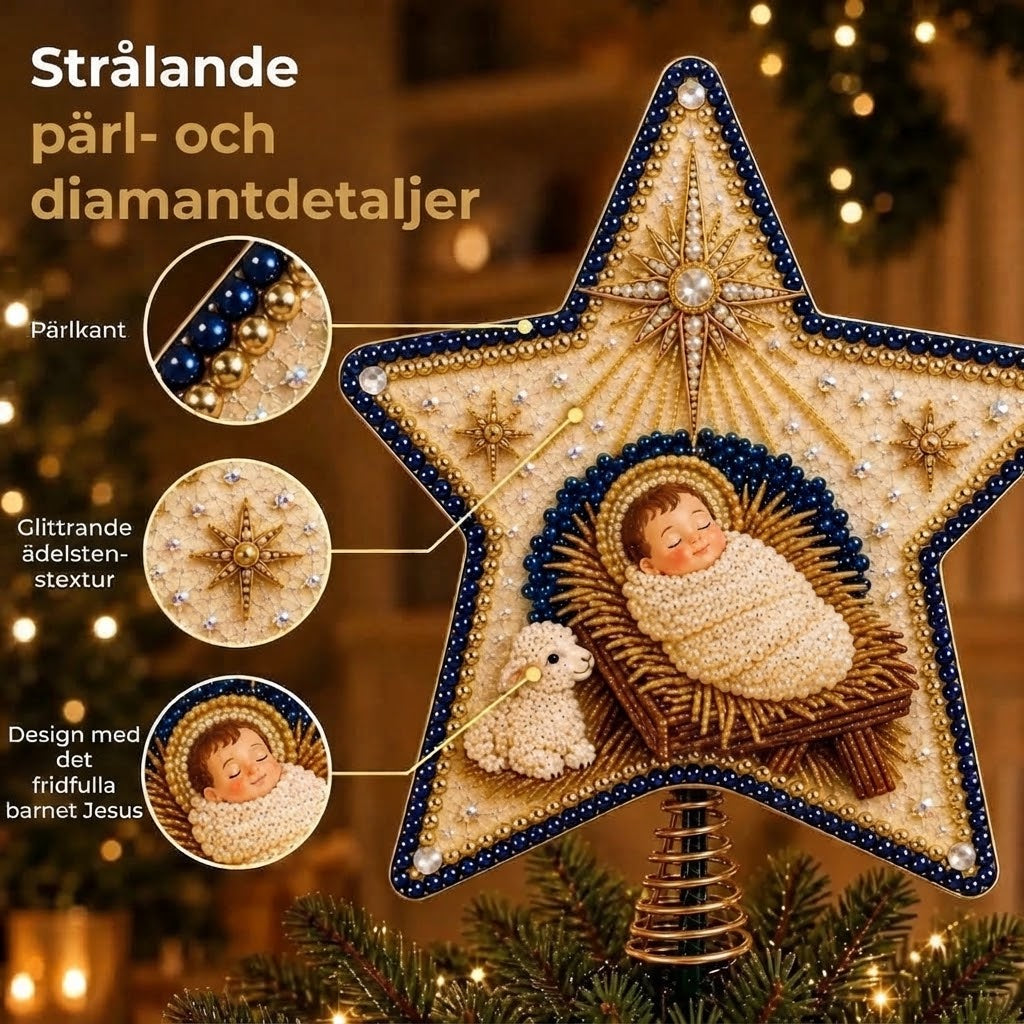 Religiöst DIY-kit för julgranstopp med pärlor och diamanter