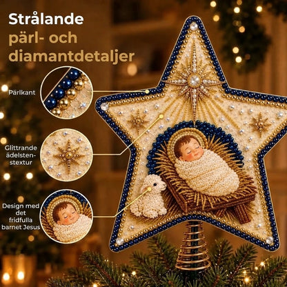 Religiöst DIY-kit för julgranstopp med pärlor och diamanter