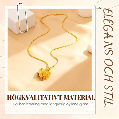 Elegant halsband med guldfärgad blomhänge