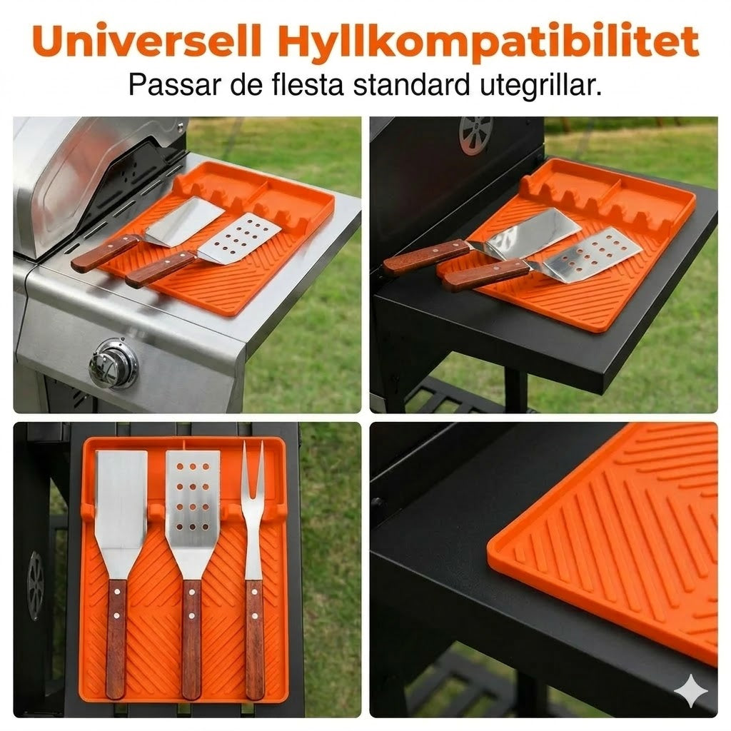 Högkvalitativ grillmatta i silikon för sidohylla – skyddar mot fett och spill