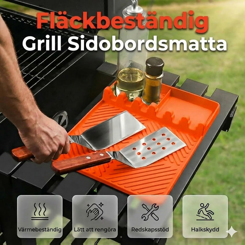 Högkvalitativ grillmatta i silikon för sidohylla – skyddar mot fett och spill
