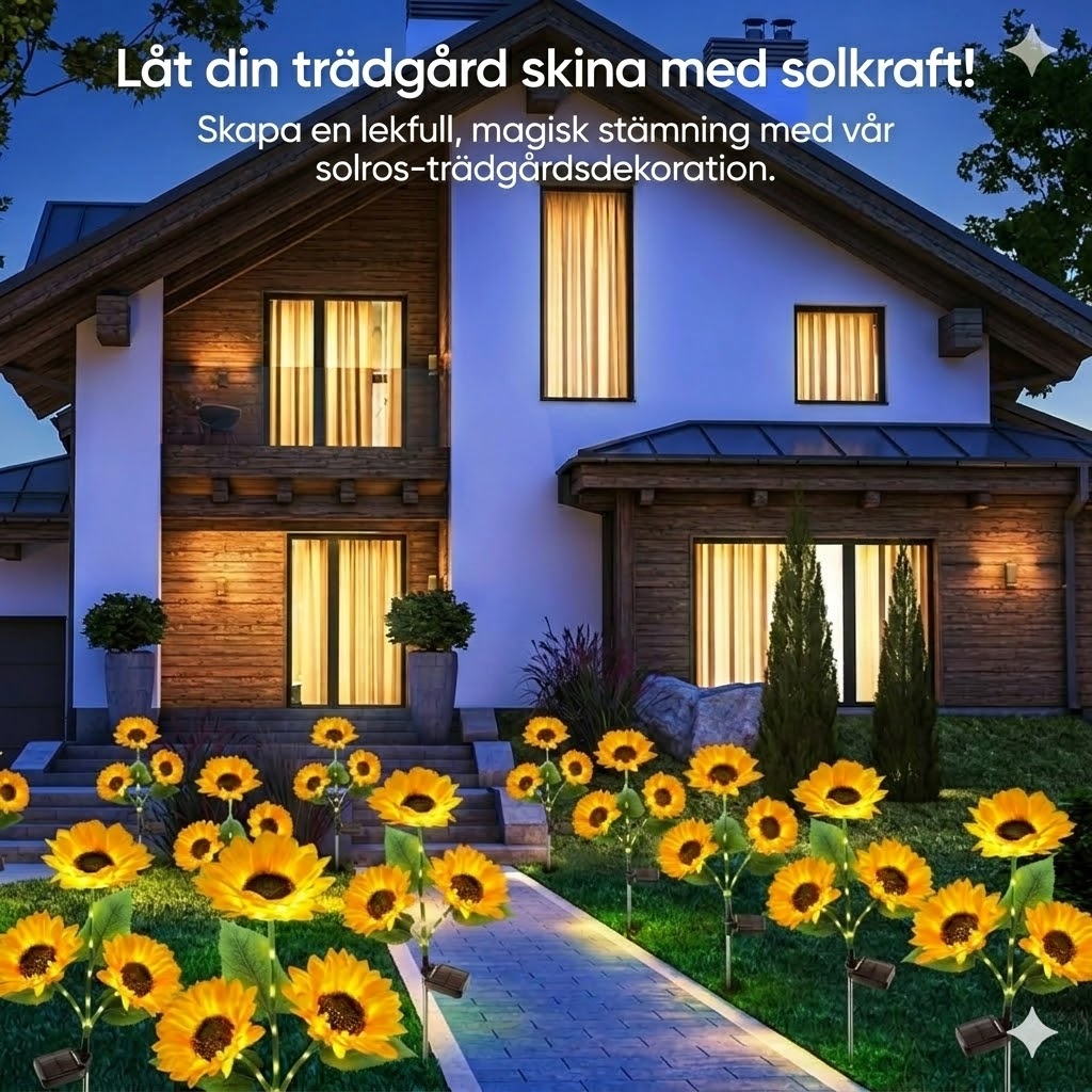 Vattentäta solenergilampor（3 Solroslampor）