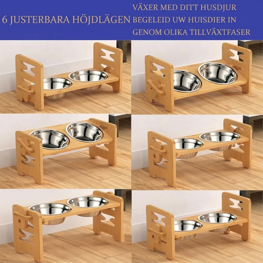 Justerbar upphöjd matskål för husdjur