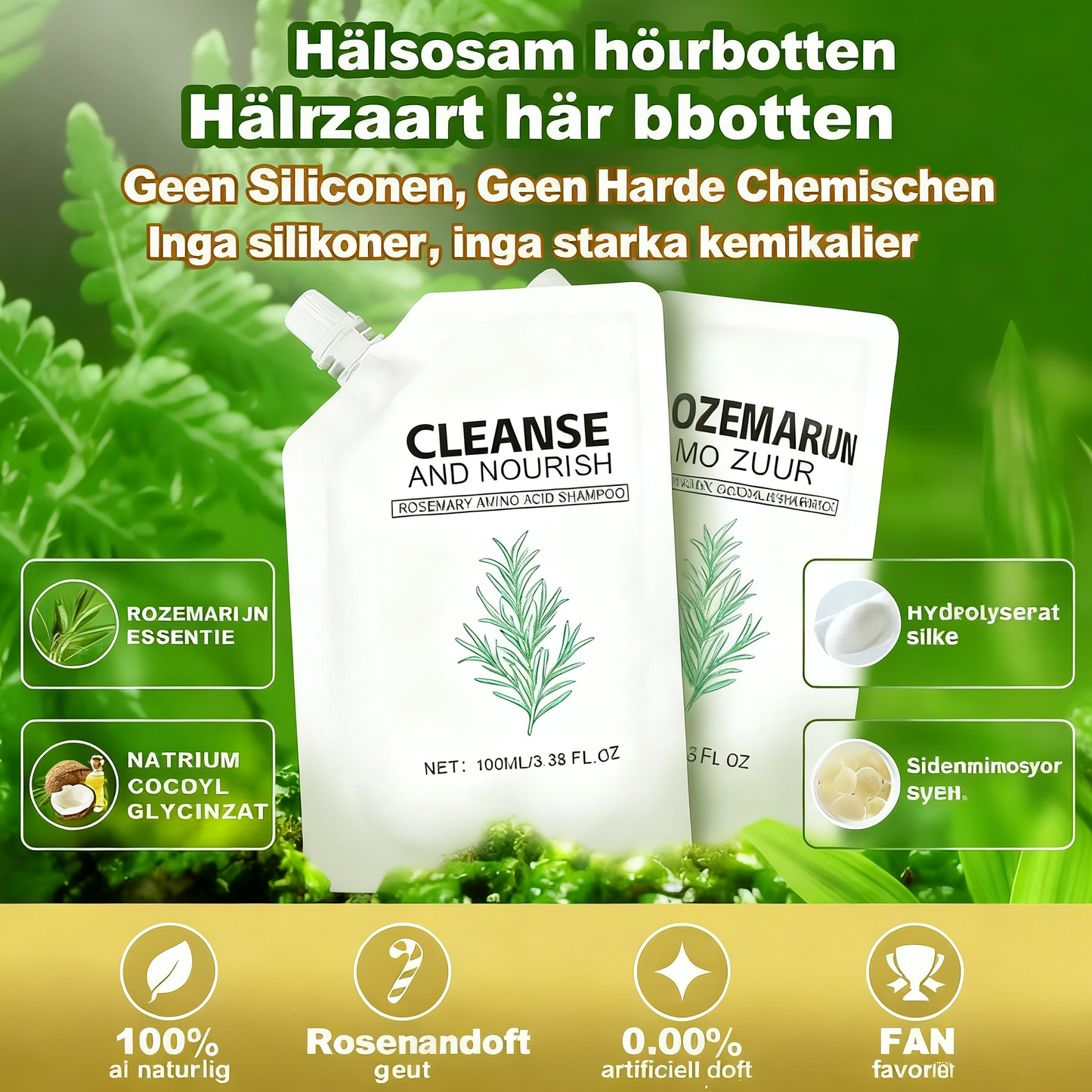 Rent fräschörsschampo med glansboost