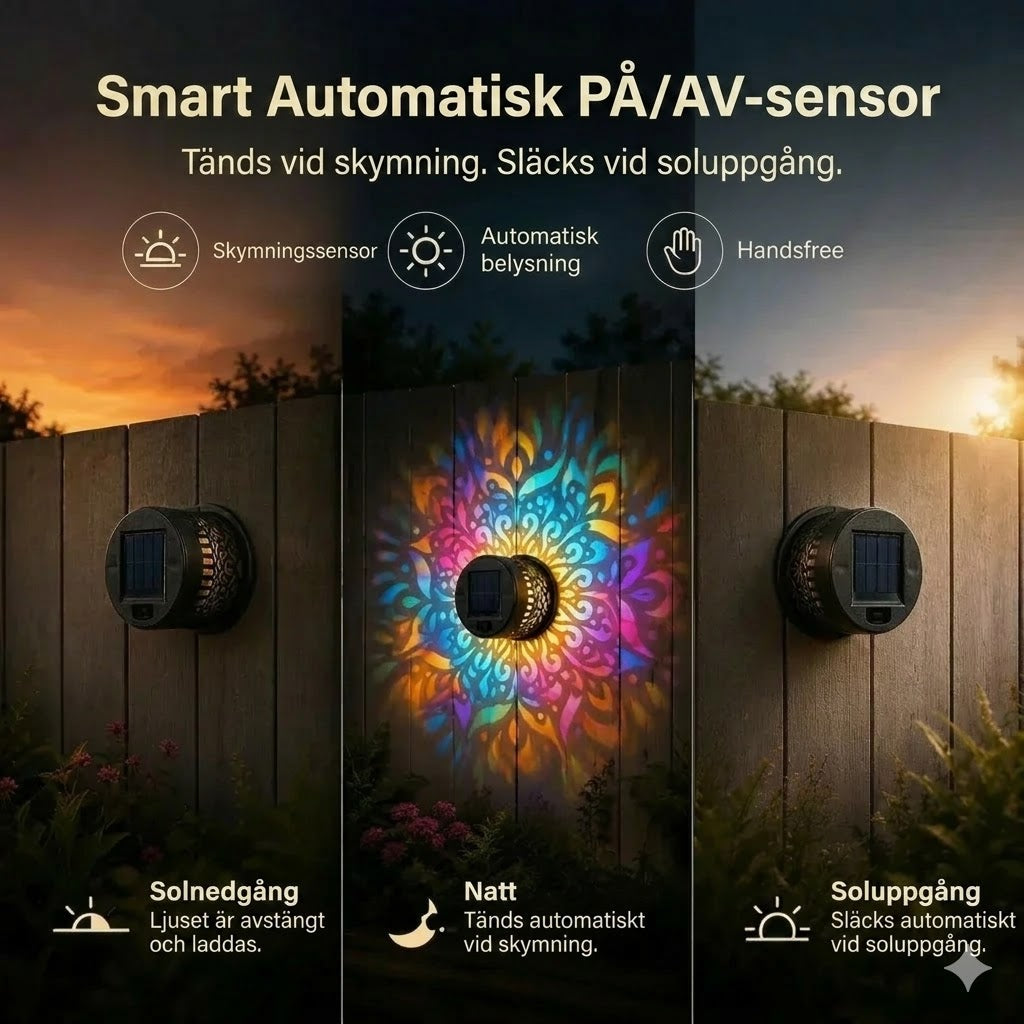 Mandala solcellslampa – vacker projektion & IP65 vattentät