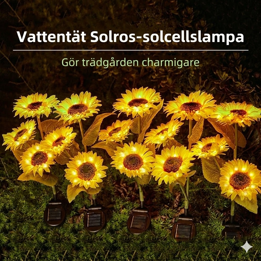 Vattentäta solenergilampor（3 Solroslampor）