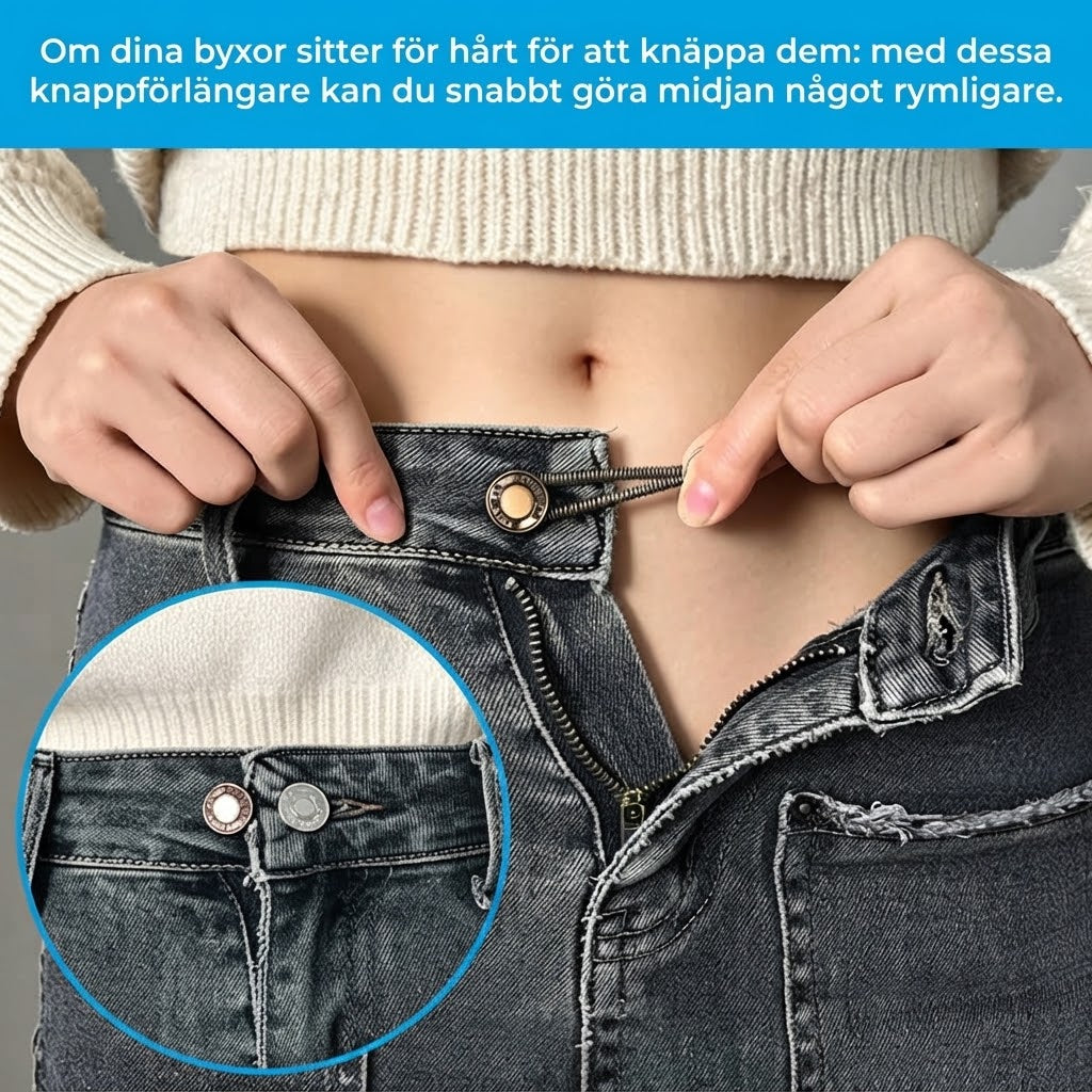 Knappförlängare i metall för byxor 10-pack