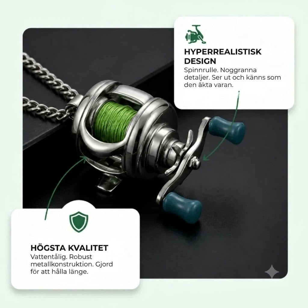 Halsband med miniatyrfiskespö