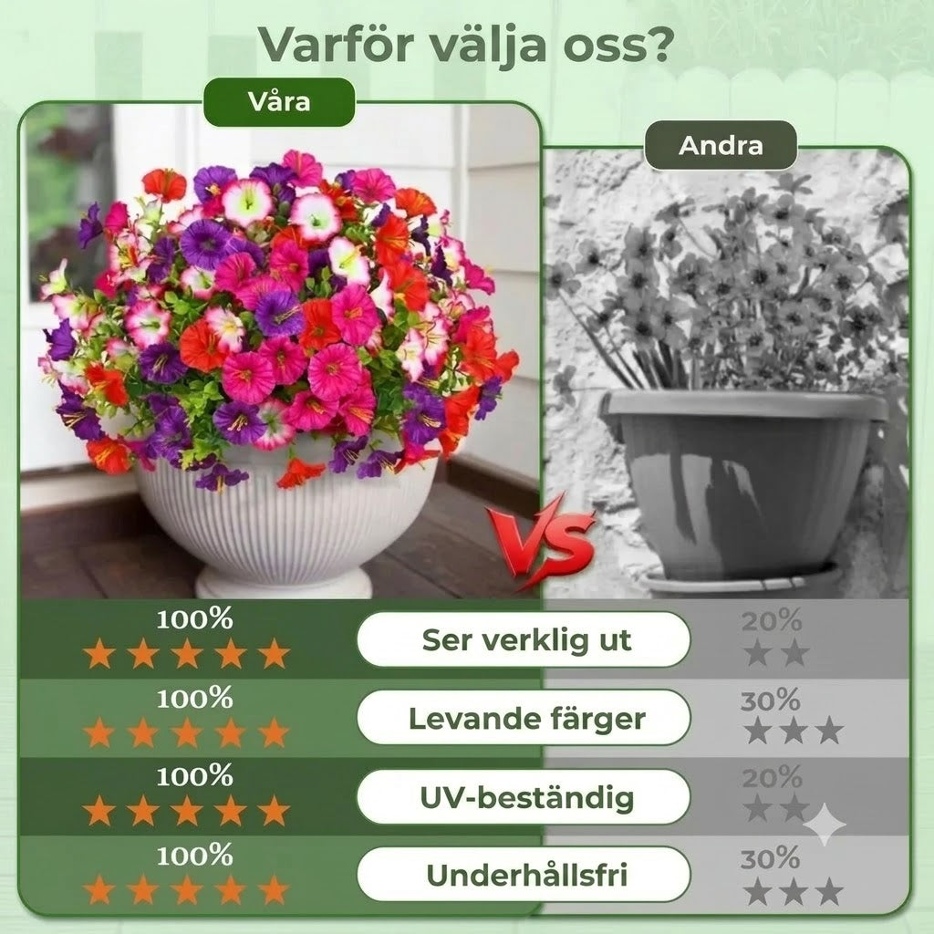 UV-tålig bukett med konstgjorda petunior