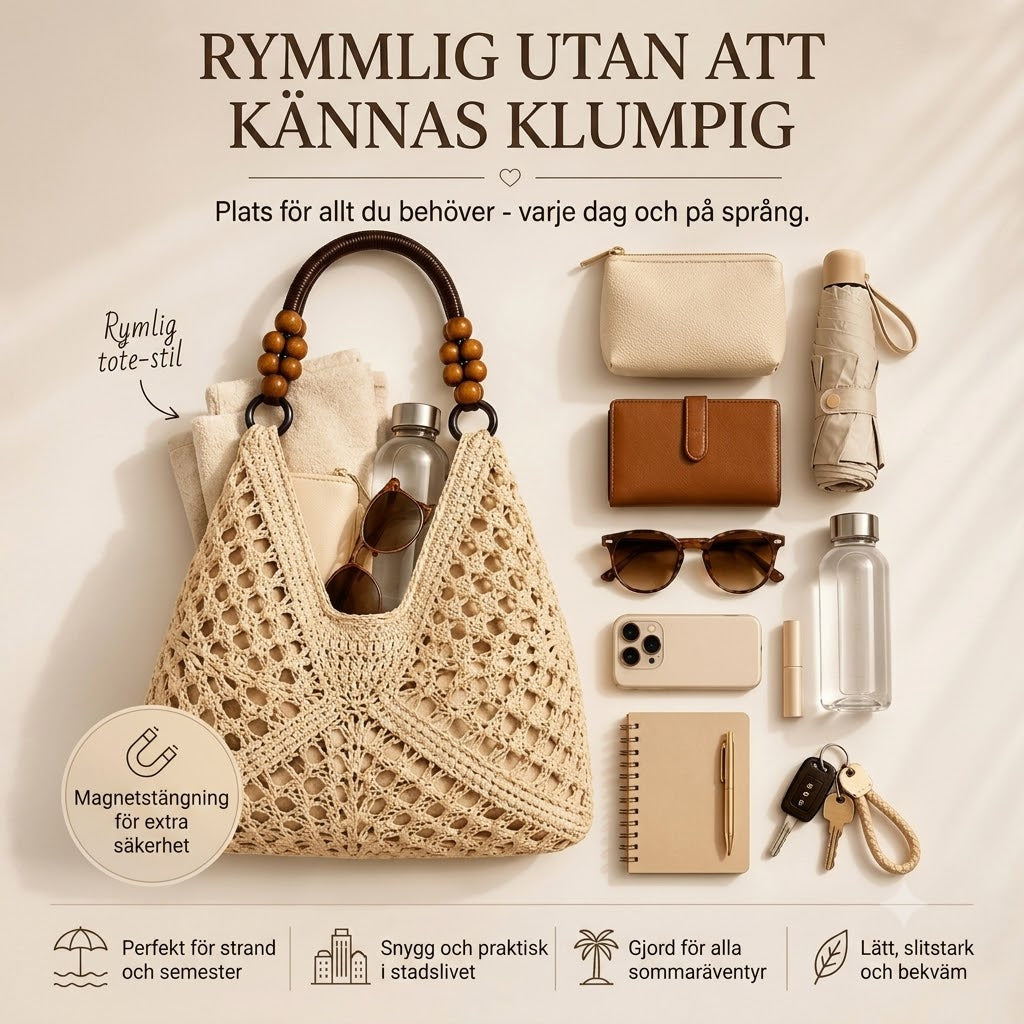 Boho Classic vävd shopperväska