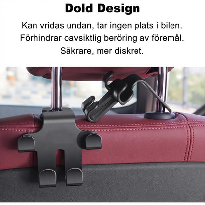 Krokar för bilens nackstöd till väskor 2-pack