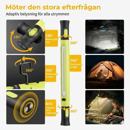 Uppladdningsbar arbetsbelysning – 3000 LM, IPX4-vattentät & 360° krok!