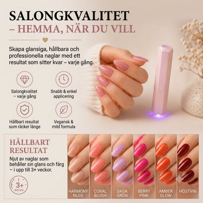 SalonPen 3-i-1 gelpennset med UV-LED-lampa, 6 st