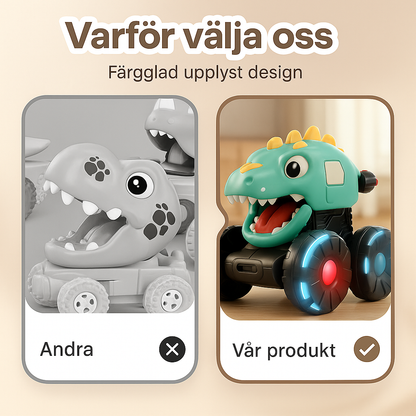 Press & Go dinosaurieleksaksbil med lampor