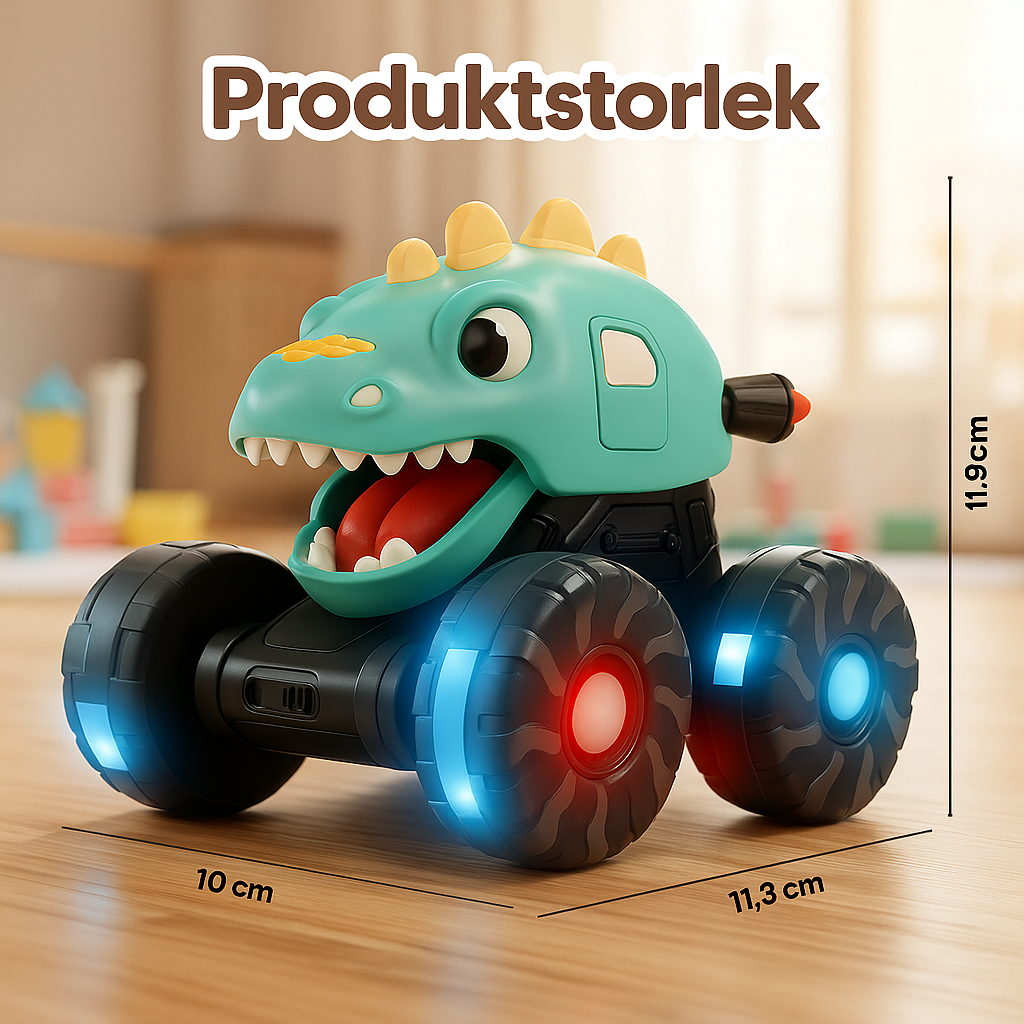 Press & Go dinosaurieleksaksbil med lampor