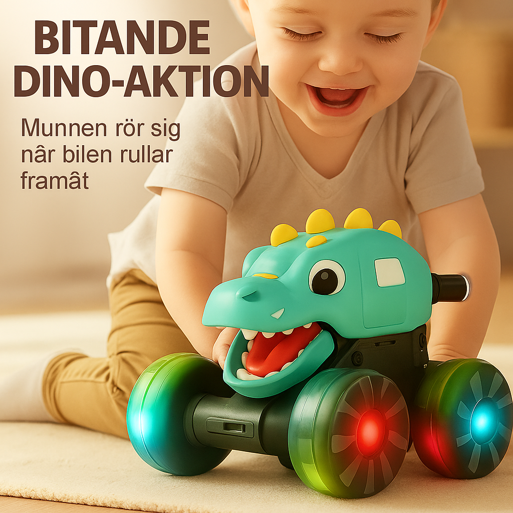 Press & Go dinosaurieleksaksbil med lampor