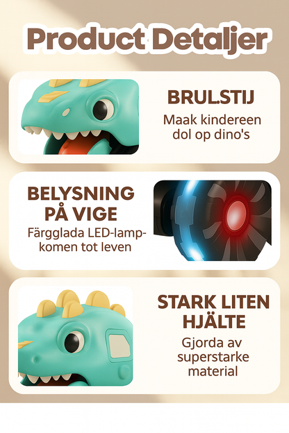 Press & Go dinosaurieleksaksbil med lampor