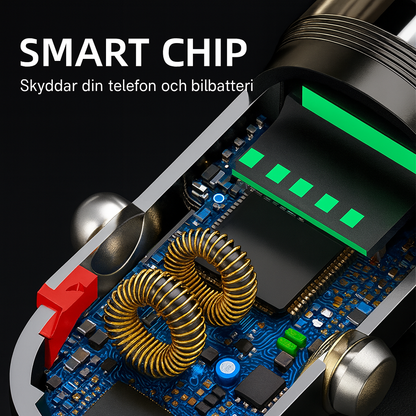 Kompakt snabbladdare med 2 portar för resor