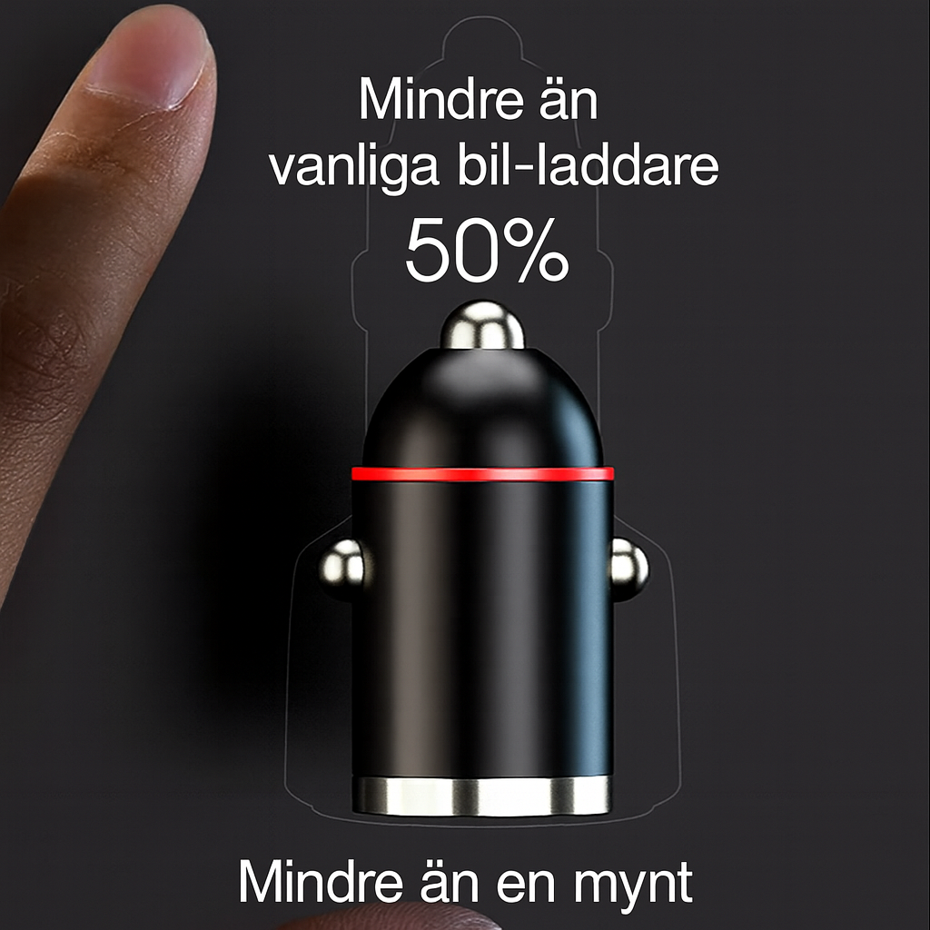 Kompakt snabbladdare med 2 portar för resor
