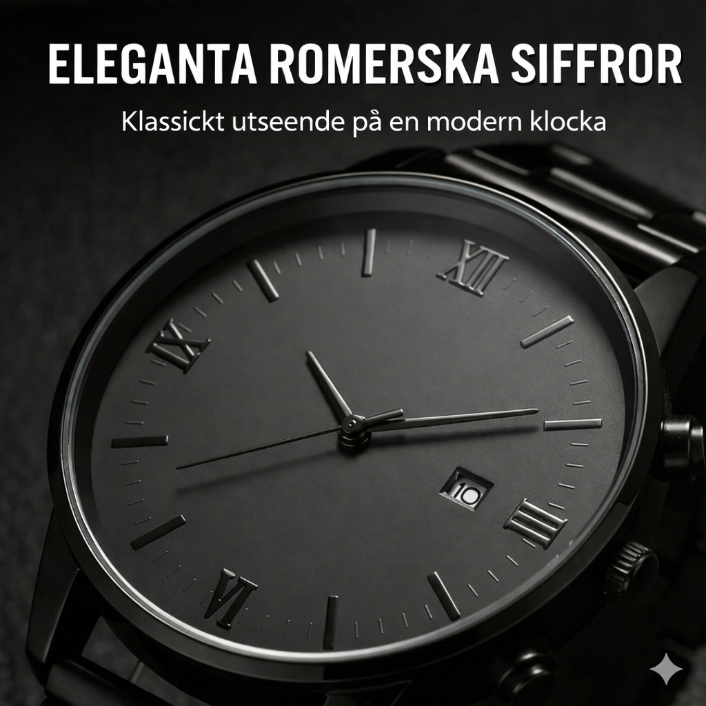 Minimalistisk kvartsklocka för herrar med datumvisning