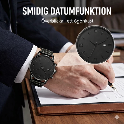 Minimalistisk kvartsklocka för herrar med datumvisning
