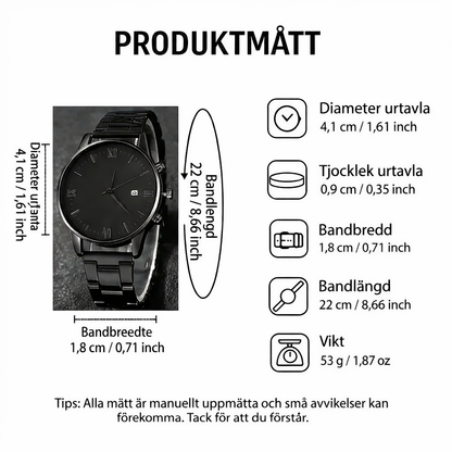 Minimalistisk kvartsklocka för herrar med datumvisning