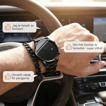 Minimalistisk kvartsklocka för herrar med datumvisning