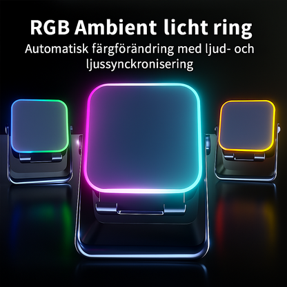 5-i-1 trådlös induktionshögtalare med Bluetooth och justerbart telefonstativ