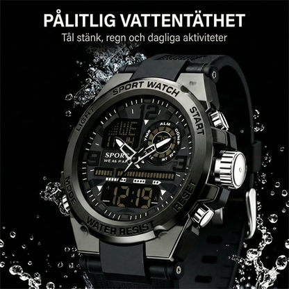 Digital sportklocka med nattlampa (Vattentät)