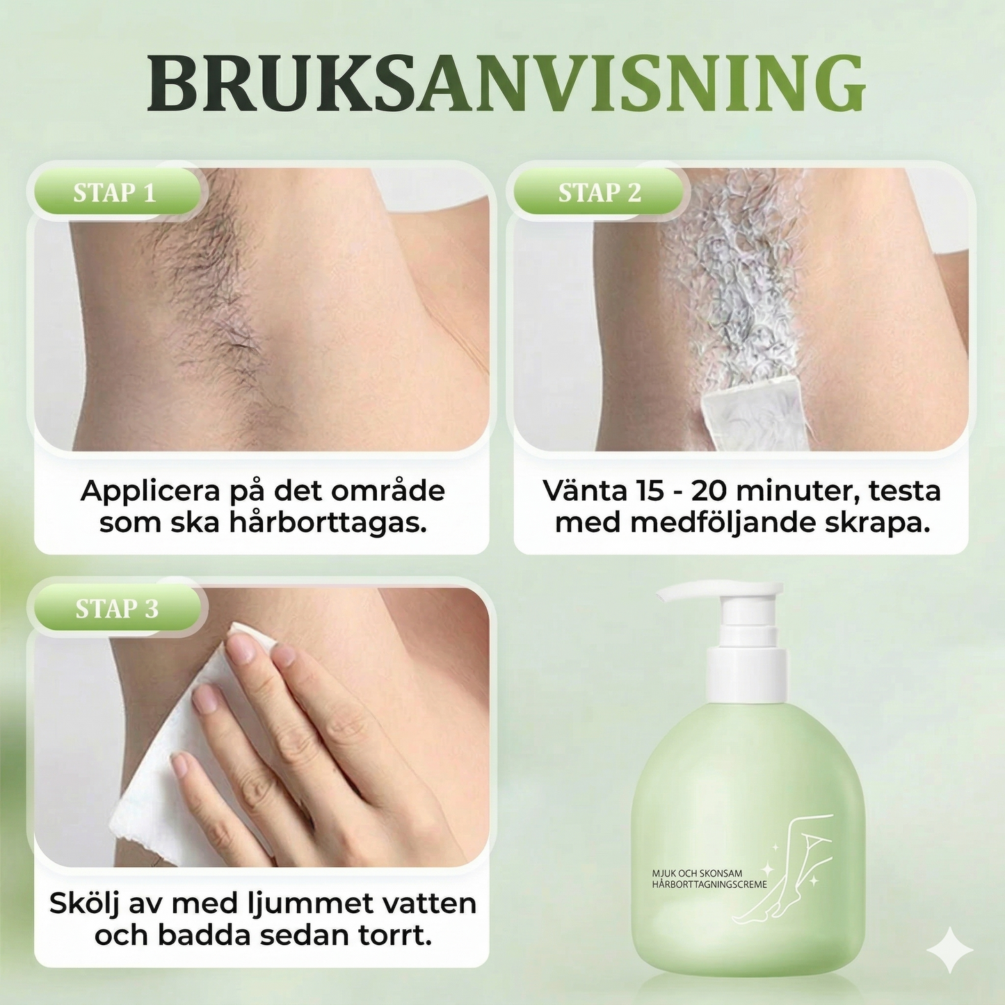 Mild och icke-irriterande hårborttagningskräm