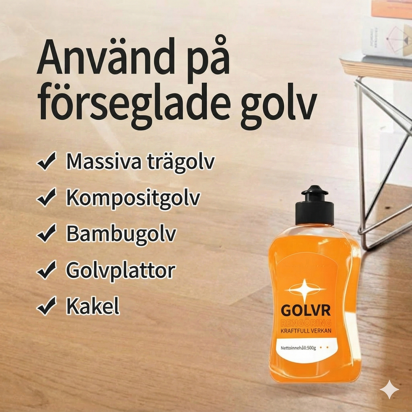 Koncentrerad golvrengöring: 99,9 % antibakteriell och omedelbar glans