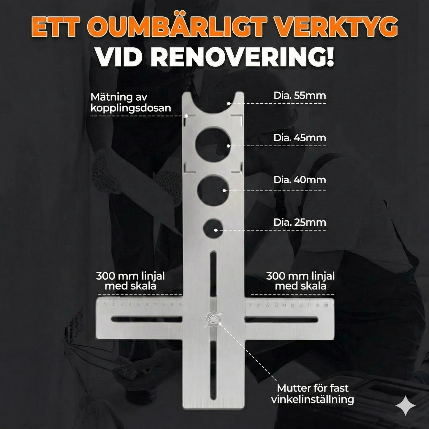 Fullt vinkeljusterbart borrverktyg