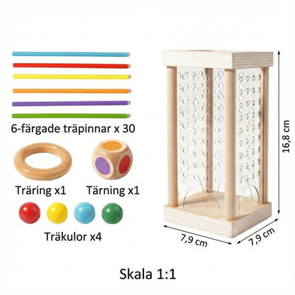 Träpinnar-spel: Fokusera och färglägg