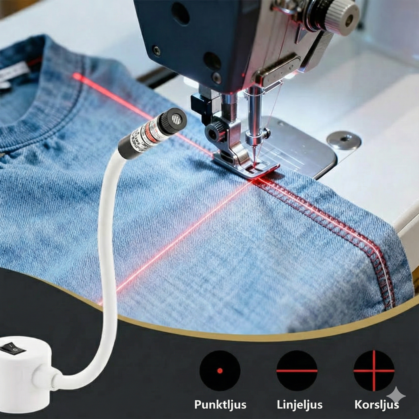 Magnetisk positioneringslampa för quiltmaskin