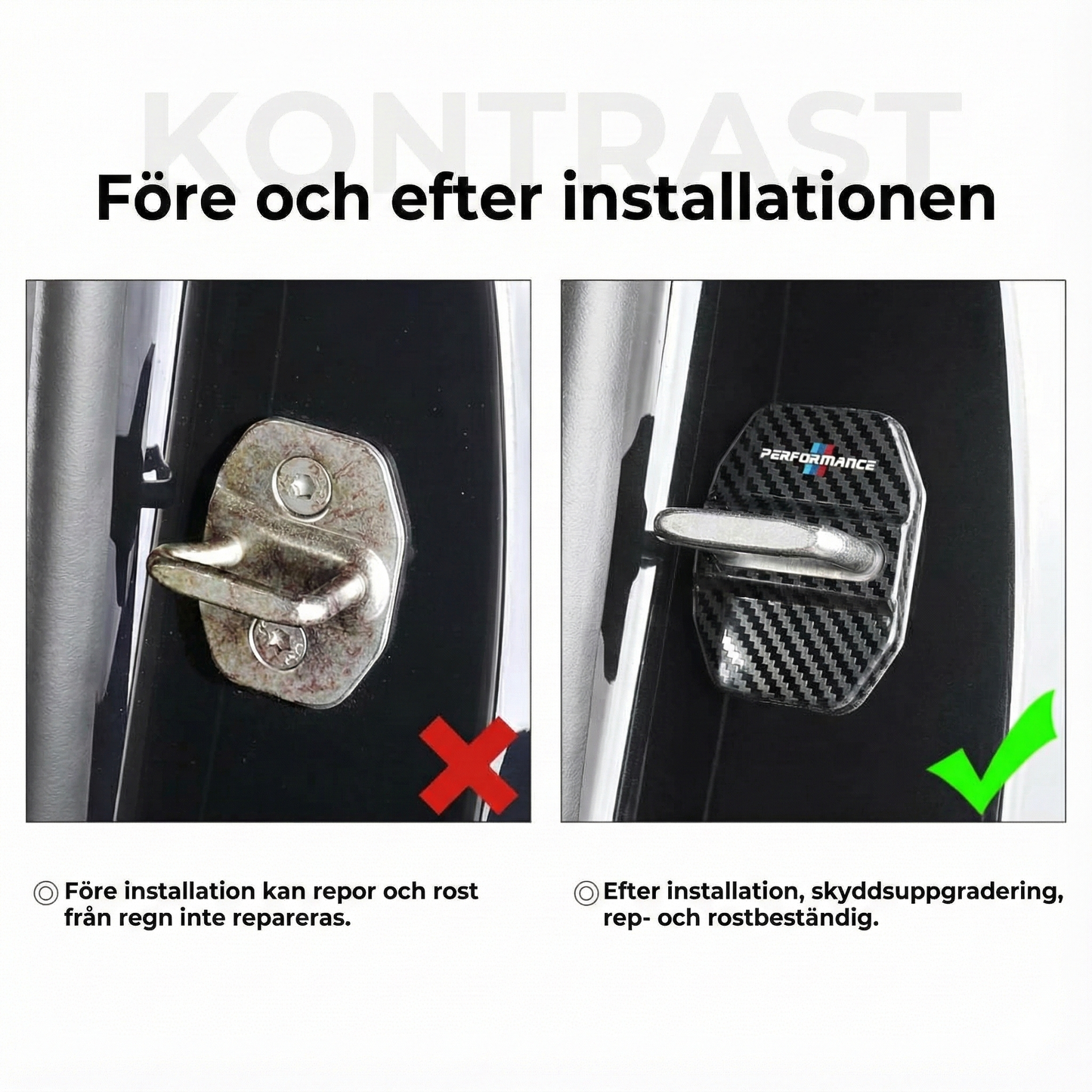 Skyddsskydd i metall till bildörrslås (4 st)