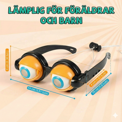 Roliga glasögon med blinkande ögonmekanism
