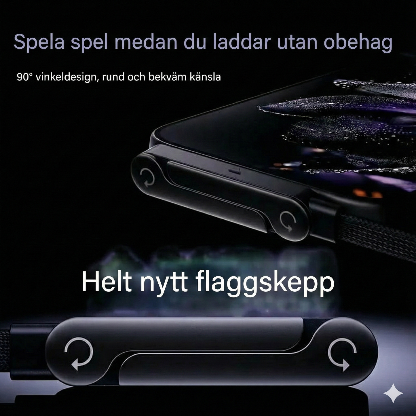 2-i-1 snabbladdningskabel med hållare