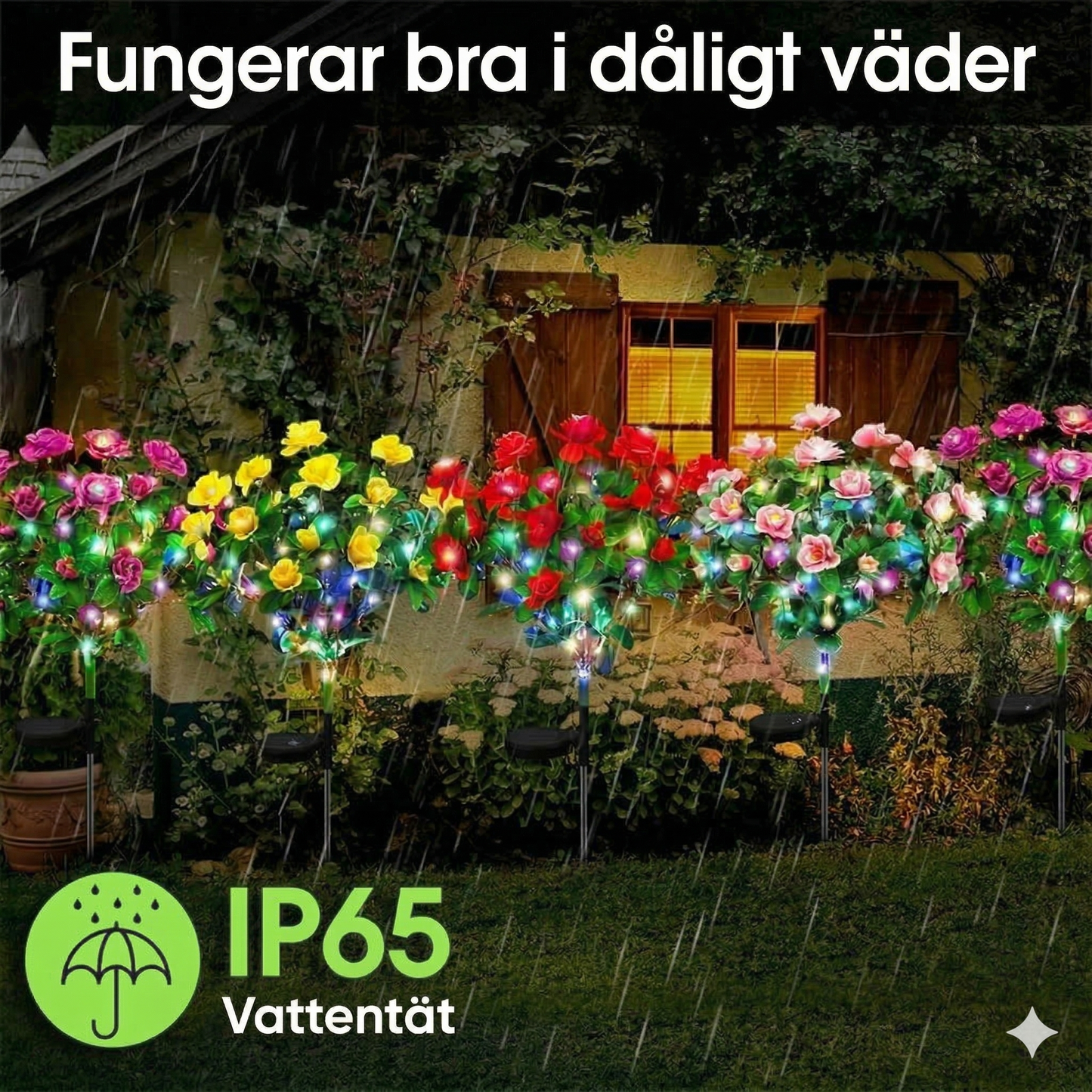 Simulerad azaleablomma solcellsbelysning med markspjut