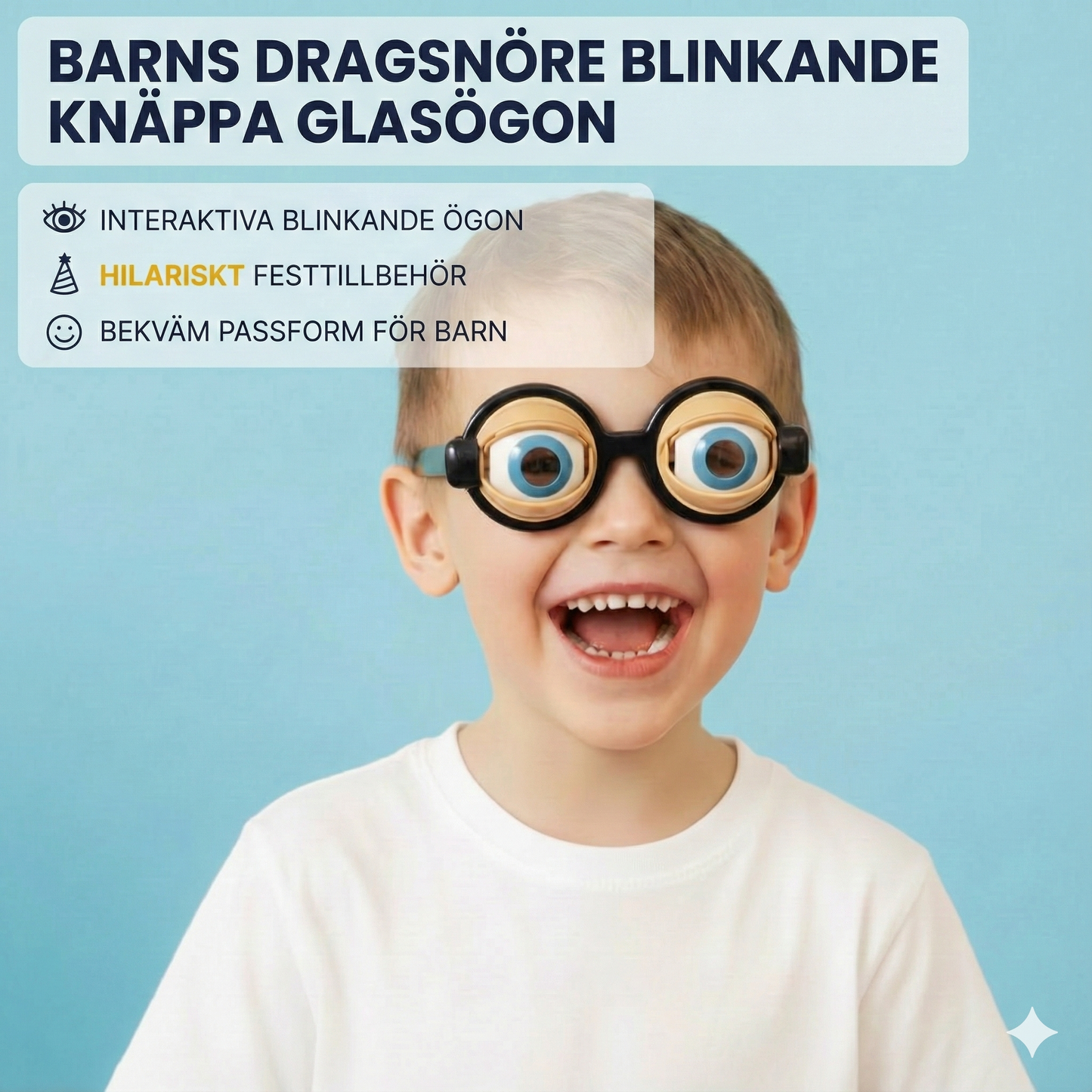Roliga glasögon med blinkande ögonmekanism