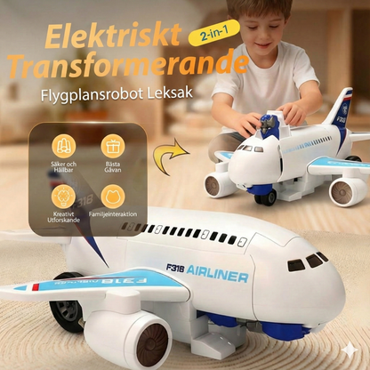 2-i-1 elektrisk transformerande flygplansrobotleksak