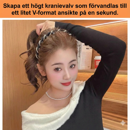 Vintage hårband med hög kranium och konstgjorda pärlor (3 st/set)