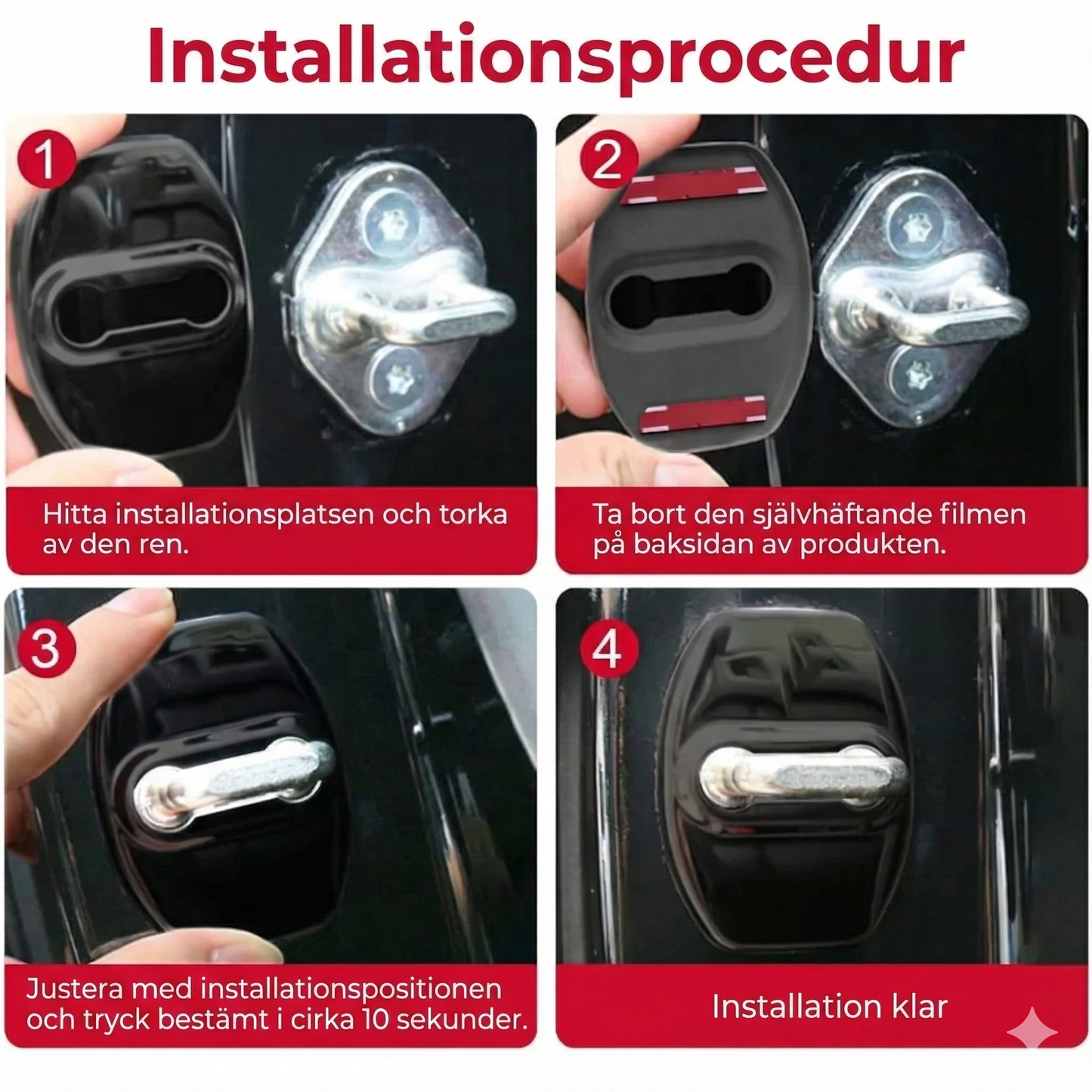 Skyddsskydd i metall till bildörrslås (4 st)