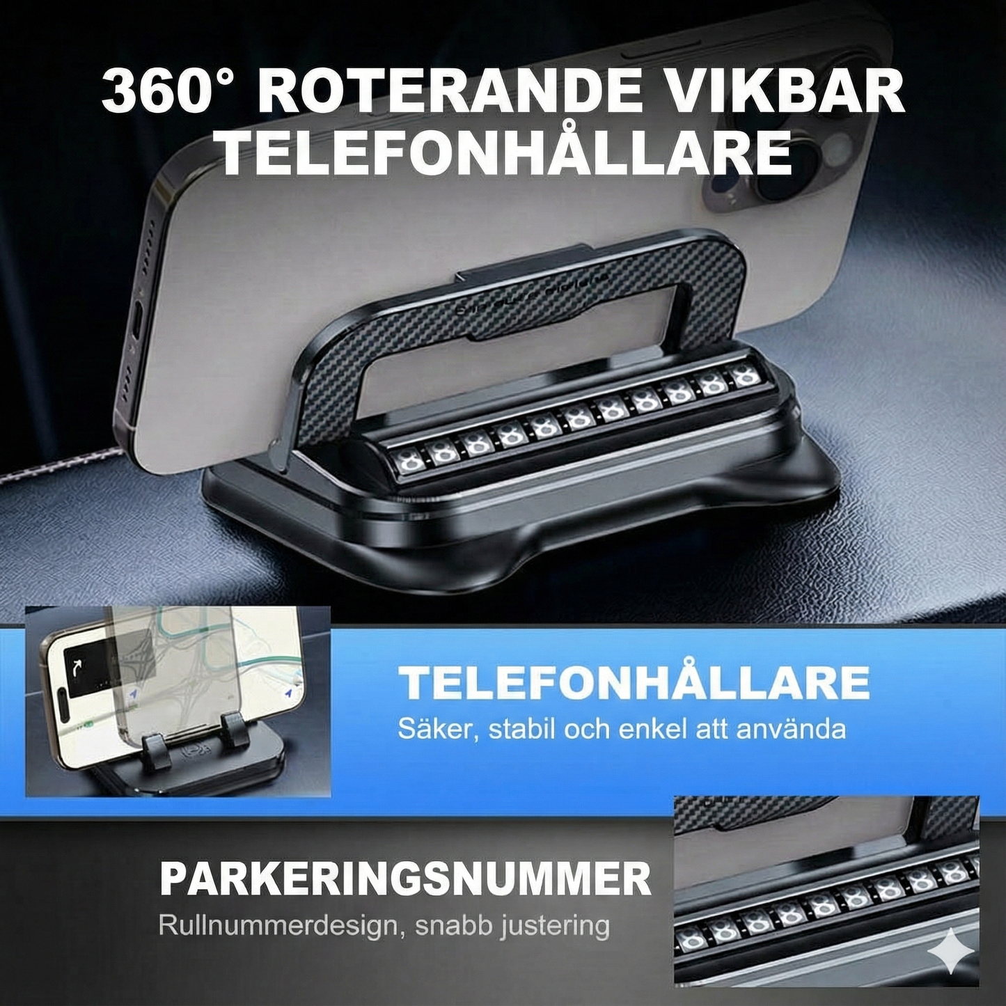 360° roterbar, vikbar telefonhållare