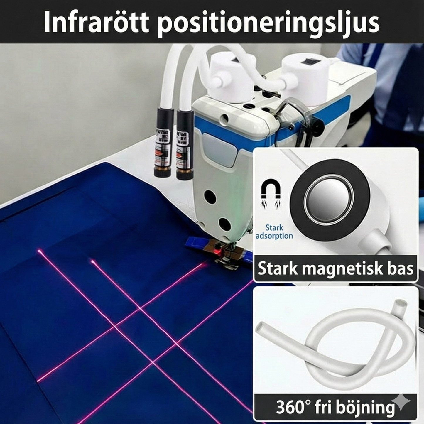 Magnetisk positioneringslampa för quiltmaskin