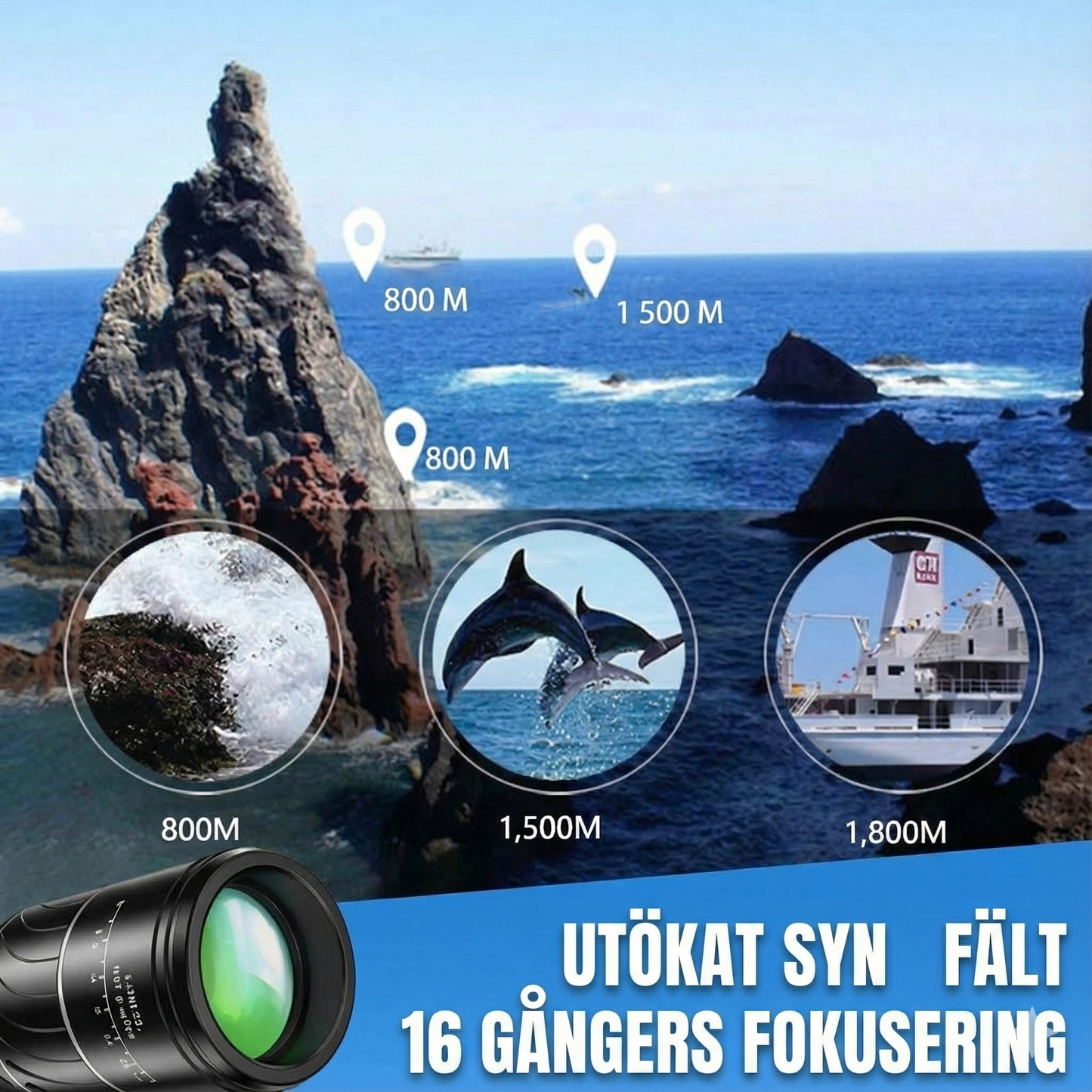 16x52 Monokulärt Dubbeloptiskt Zoomteleskop